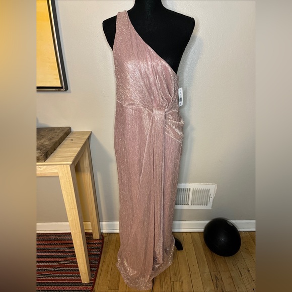 Glamour Nights Dresses & Skirts - GLAMOUR NIGHTS MAUVE METALLIC GRECIAN ONE SHOULDER MAXI NWT Sz 14